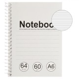 Carnet Notițe, A6, 64 File, Linii, Copertă Moale, Spirală, Gri Alb