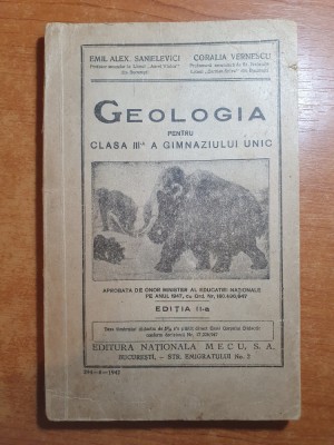 manual de geologie pentru clasa a 3-a a gimnaziului unic - din anul 1947 foto