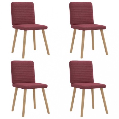 vidaXL Scaune de bucătărie, 4 buc., roșu vin, material textil 3315247 foto