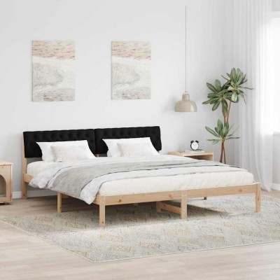 vidaXL Cadru de pat Maro și negru 180 x 200 cm Lemn masiv de pin 3394345 foto