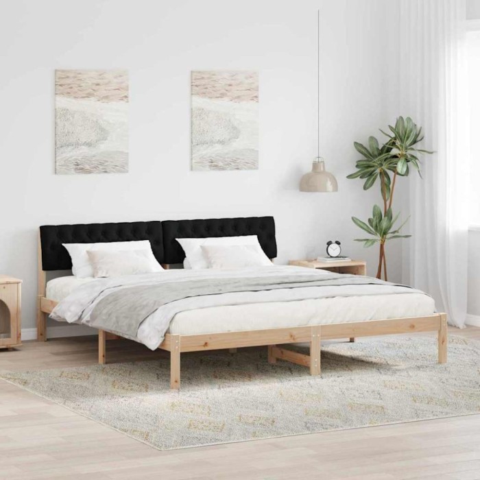 vidaXL Cadru de pat Maro și negru 180 x 200 cm Lemn masiv de pin 3394345