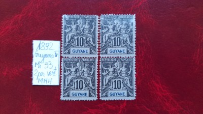 1892-Guyana Fr.-Mi33-2 per. vert.-MNH-Mi=+60E-RAR foto