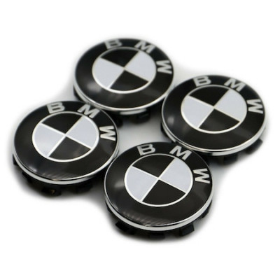 Set 4 Capace Embleme BMW Pentru Jante Roti 68mm Alb &amp;amp; Negru emb-jante-n foto