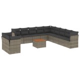 Cumpara ieftin Set canapea de gradina cu perne, 12 piese, gri, poliratan