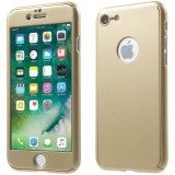 Cumpara ieftin Husa pentru Apple iPhone 7 Gold cu acoperire completa 360 grade cu folie de sticla gratis, MyStyle