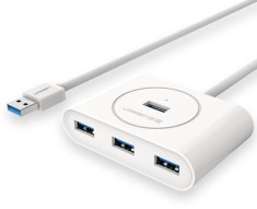HUB extern Ugreen, &amp;quot;CR113&amp;quot; porturi USB: USB 3.0 x 4, conectare prin USB 3.0, lungime 1 m, alb, &amp;quot;20283&amp;quot; (timbru verde 0.8 lei) - 6957303822836 foto