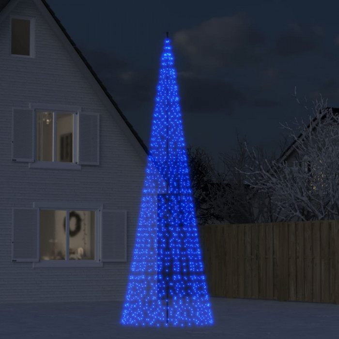 vidaXL Lumină brad de Crăciun pe catarg 1534 LED-uri albastru 500 cm