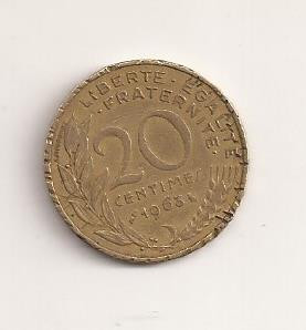 Moneda Franta - 20 Centimes 1963 v3 foto