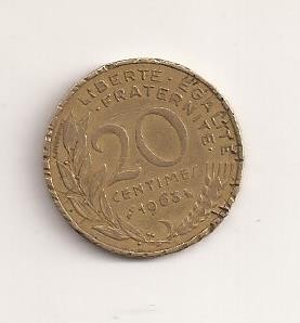 Moneda Franta - 20 Centimes 1963 v3