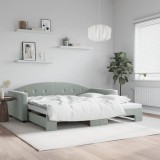 Cumpara ieftin Pat de zi cu extensie, gri deschis, 100x200 cm, catifea