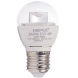 Bec LED HEPOL, forma glob, E27, 6W, 30000 ore, lumina calda