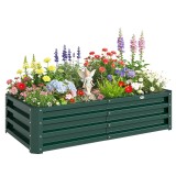 Outsunny Pat de Gradina Galvanizat Inaltat pentru Cultivare Legume Flori Plante Aromatice Cutie de Plantare Metalica Verde 120x90x30cm | Aosom Romania