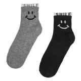 șosete Sport Fancy, Model Smile, Set 2 Perechi, Culoare Gri și Negru