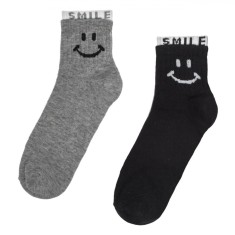 șosete Sport Fancy, Model Smile, Set 2 Perechi, Culoare Gri și Negru
