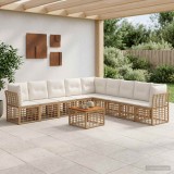 Cumpara ieftin Set de canapele de exterior 10 buc. Alb Natural si Crem