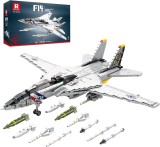 Cumpara ieftin Set construcție avion militar Reobrix F-14 Tomcat, cu aripi mobile, 33032, pentru adolescenți 14+ și pasionați de aviație