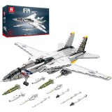 Set construcție avion militar Reobrix F-14 Tomcat, cu aripi mobile, 33032, pentru adolescenți 14+ și pasionați de aviație