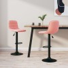 Set 2 Scaune Bar VidaXL Roz Catifea, Pivotante 360&deg;, Ajustabile, Suport Picioare, 42.5x45x(84-105) cm