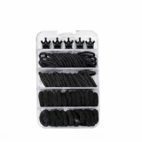 Cumpara ieftin Set accesorii par negre, 26 elastice textile, 40 elastice cauciuc si 5 cleme mini, organizator compartimentat