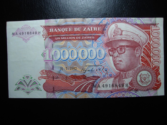 ZAIR 1000000 ZAIRES 1992 EXCELENTA