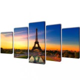 Set de tablouri imprimate pe p&acirc;nză Turnul Eiffel 100 x 50 cm