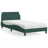 VidaXL Pat cu saltea, Dover, verde &icirc;nchis, 100x200 cm, catifea 3208354