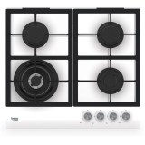 Plita incorporabila HILW64225SW, Gaz, 4 arzatoare, Gratar de fonta, Alb
