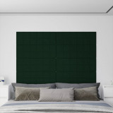Panouri de perete 12 buc. verde &icirc;nchis 90x30 cm catifea 3,24 m&sup2; GartenMobel Dekor, vidaXL