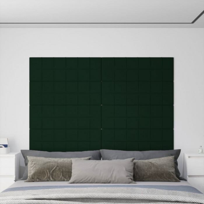 Panouri de perete 12 buc. verde &icirc;nchis 90x30 cm catifea 3,24 m&sup2; GartenMobel Dekor