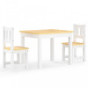 Set masa si scaune pentru copii, 3 piese, alb si bej, MDF GartenMobel Dekor, vidaXL