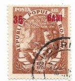 Planul cincinal 1951, supratipar, 35 B rosu pe 4 L, 1952 - obliterat