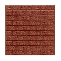 Set 10 placi tapet 3d, flippy, 70 x 77 cm, grosime 3 mm, din polietilena, model caramida, suprafata acoperita 5.3 mp, maro