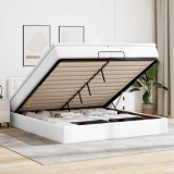 vidaXL Cadru de pat otoman cu saltele alb 200x200cm piele artificială 3311324