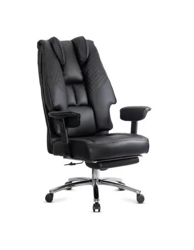 Scaun directorial OFF421, piele ecologica, robust, cadru metalic, mecanism sincron, brate reglabile, 150 kg