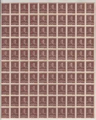 ROMANIA 1943/45 LP 154 REGELE MIHAI I UZUALE FILIGRAN MM VALOAREA 20 LEI BRUN COALA 100 TIMBRE STARE MNH foto