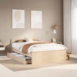 VidaXL Cadru de pat fără saltea/cu tăblie, 160x200 cm, lemn masiv pin