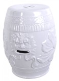 Scaun ceramica asiatica alba cu dragoni PIN015, Decorative