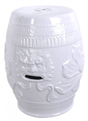 Scaun ceramica asiatica alba cu dragoni PIN015 foto