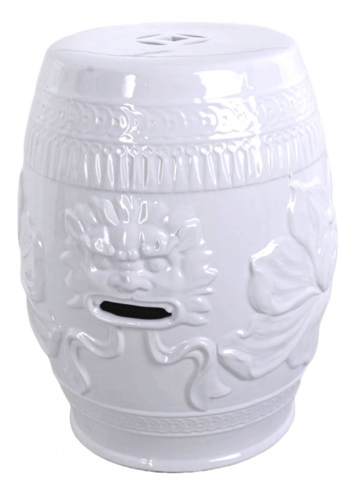 Scaun ceramica asiatica alba cu dragoni PIN015