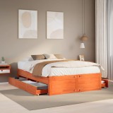 VidaXL Cadru pat fără saltea/cu sertare maro 150x200 cm lemn masiv pin 3308803