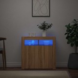 vidaXL Servantă cu lumini LED, stejar sonoma, 80x35x75 cm 804331