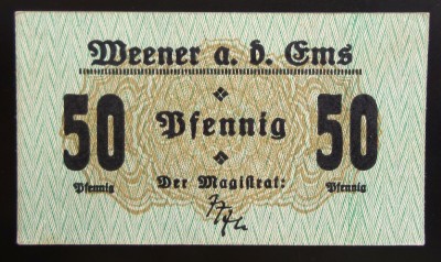 Bancnota istorica 50 PFENNIG - GERMANIA (IMPERIUL GERMAN), anul 1920 * cod 6 B = NOTGELD foto