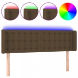 Cumpara ieftin Tablie de pat cu LED, maro inchis, 147x16x78/88 cm, textil