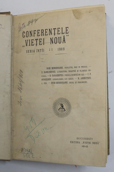 CONFERINTELE VIETEI NOUA , SERIA INTAI , 1910