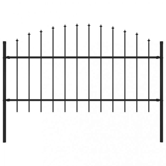 vidaXL Gard de grădină cu v&acirc;rf ascuțit, negru, 1,7 m, oțel
