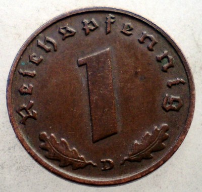 2.538 GERMANIA WWII 1 REICHSPFENNIG 1939 D foto