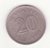 Malayesia 20 sen 1988, ultimul an de batere., Asia, Cupru-Nichel