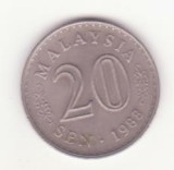 Malayesia 20 sen 1988, ultimul an de batere.