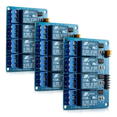 Set 3 Module releu cu 4 canale 5V pentru Arduino Raspberry Pi, Kwmobile, Multicolor, Componente electronice, 38814 foto