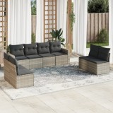 VidaXL Set mobilier de grădină cu perne, 8 piese gri deschis poliratan